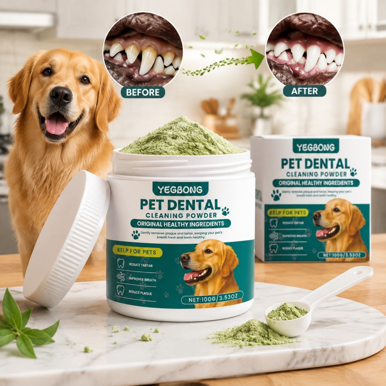 Teeth Whitening Mouthwash - Dog Teeth Cleaning Powder Baking Soda